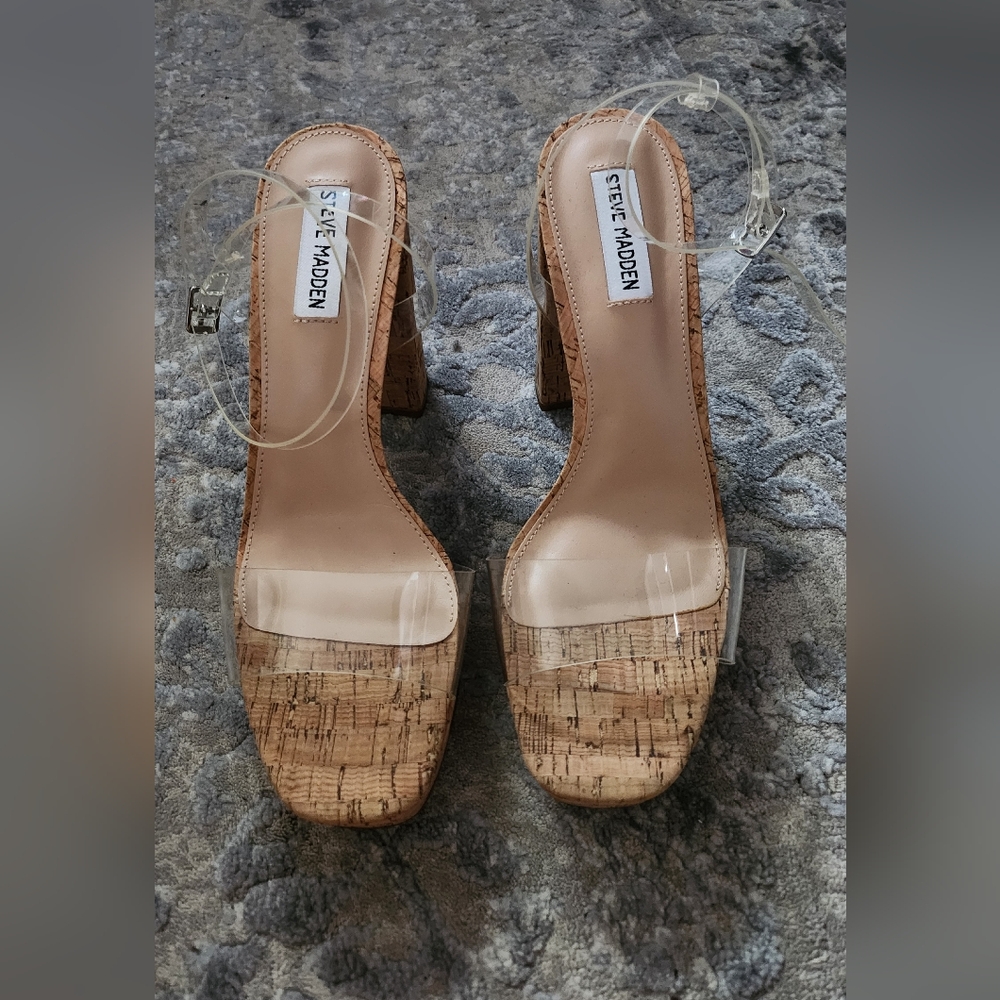 Steve Madden Women's Clear Lessa Platform Sandal Heel Sz 10